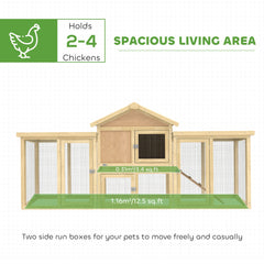 PawHut Large Chicken Coop, Wooden Outdoor Chicken Cage Poultry Hen House with Nesting Box