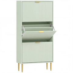 HOMCOM Elegant Three-Drawer Shoe Cabinet - Light Green