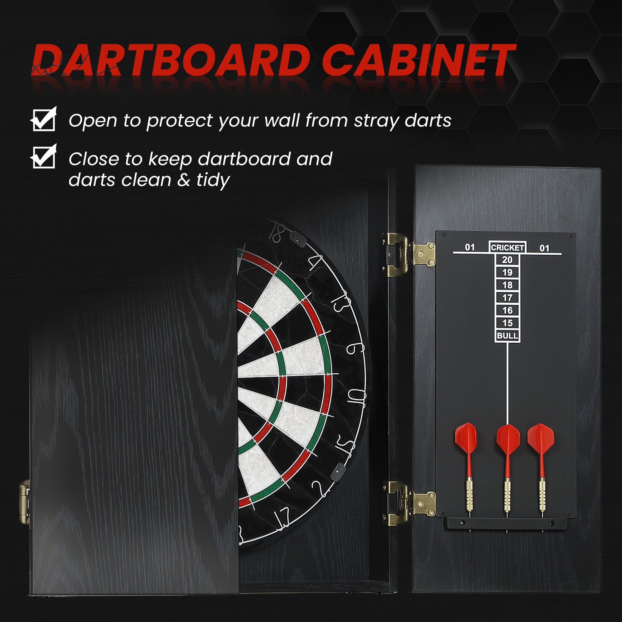 SPORTNOW Bristle Dartboard with Cabinet, 6 Steel Tip Darts, Cabinet