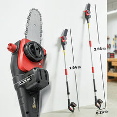 Outsunny 18V 8" Cordless Pole Chainsaw, 1.94m/2.56m Electric Chainsaw with 2 x 4.0Ah Batteries, Charger, Auto Lubrication