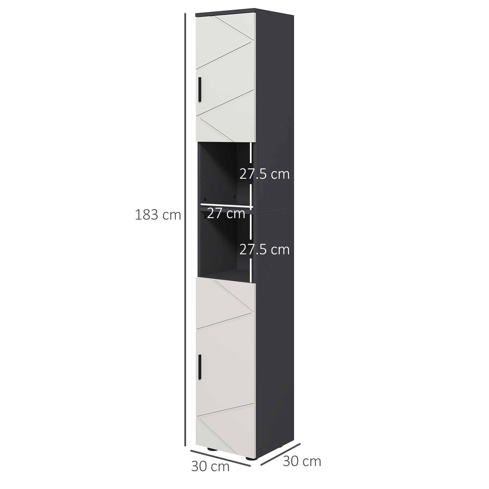 kleankin Line Embossed Tall Bathroom Storage Cabinet - Grey