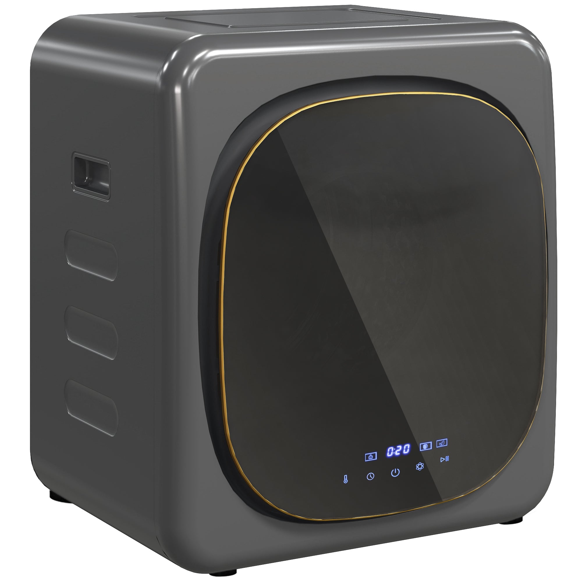 HOMCOM 4kg Vented Tumble Dryer with Deodorize, Smart Mode, 800W Compact Tumble Dryer with Stainless Steel Tub, Front Load, for Flat, Home, RVs, Grey