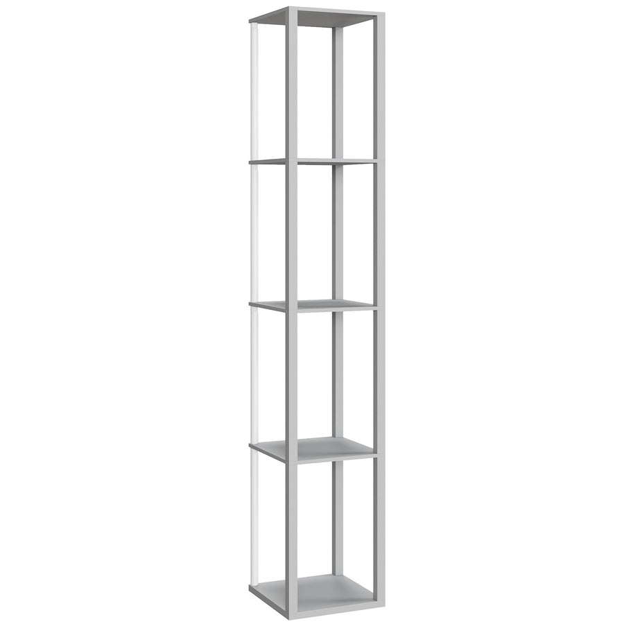 HOMCOM RGB LED Floor Lamp with Shelves, Modern Dimmable Standing Lamp with Remote Control, Adjustable Brightness & Speed for Living Room, Bedroom, Office, Grey