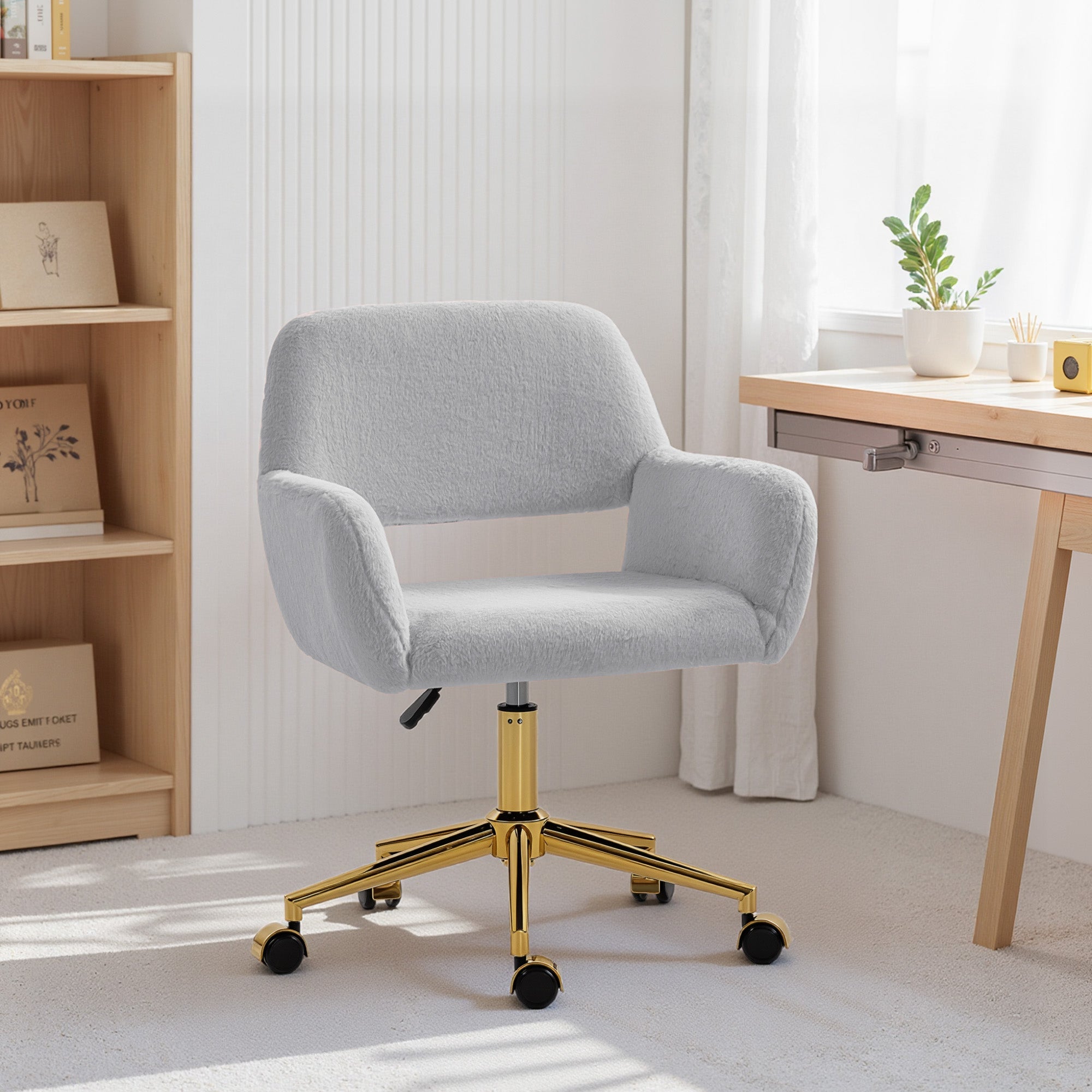 HOMCOM Faux Fur Rabbit Chair - Grey