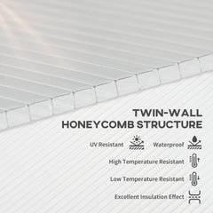 Outsunny 14 Pieces Polycarbonate Sheets, 121 x 61 x 0.4cm Twin-Wall Plastic Roofing Sheets, 10m Replacement Greenhouse Panels, Waterproof and UV Protection, Clear