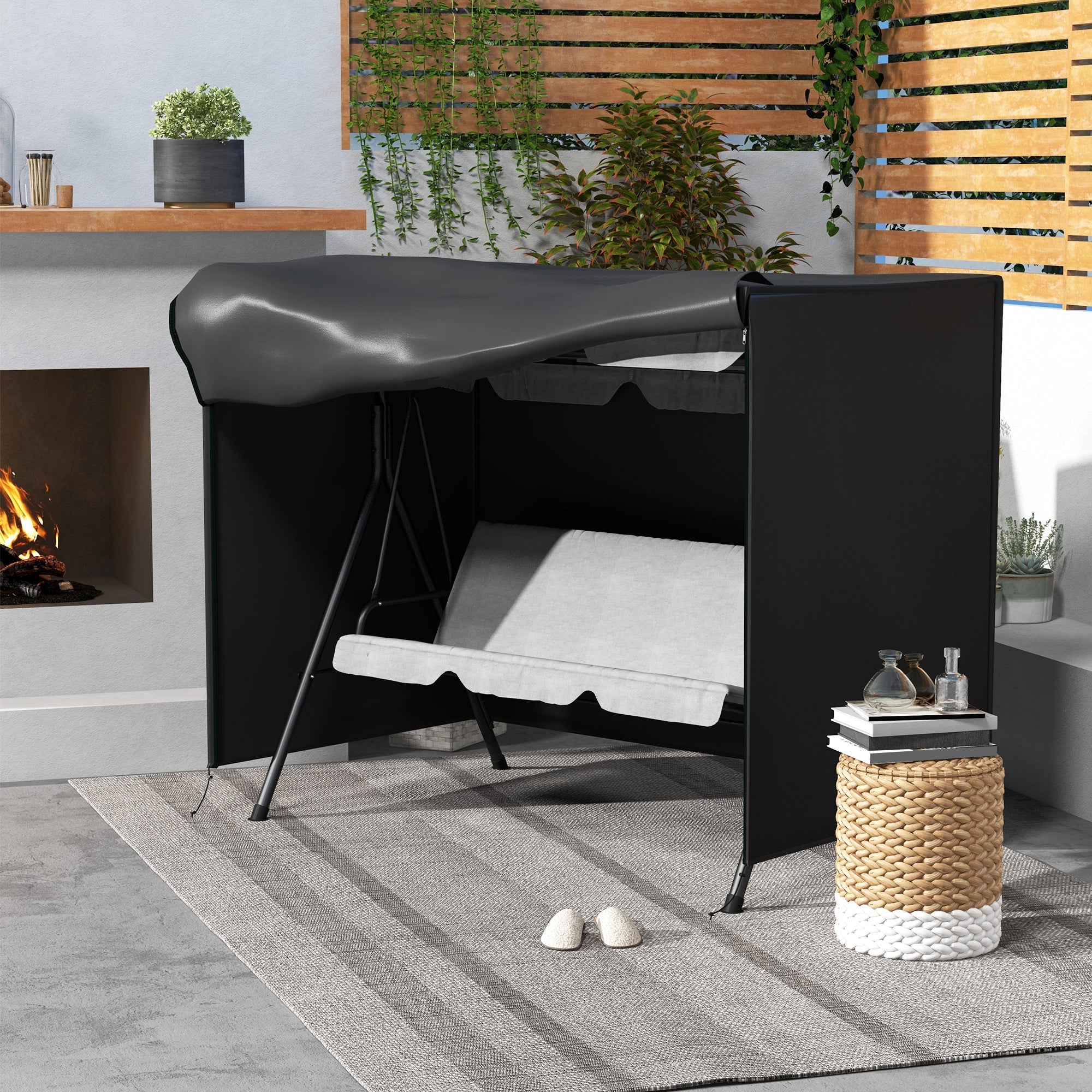 Outsunny 205 x 124cm Three-Seater Swing Chair Protective Cover Black