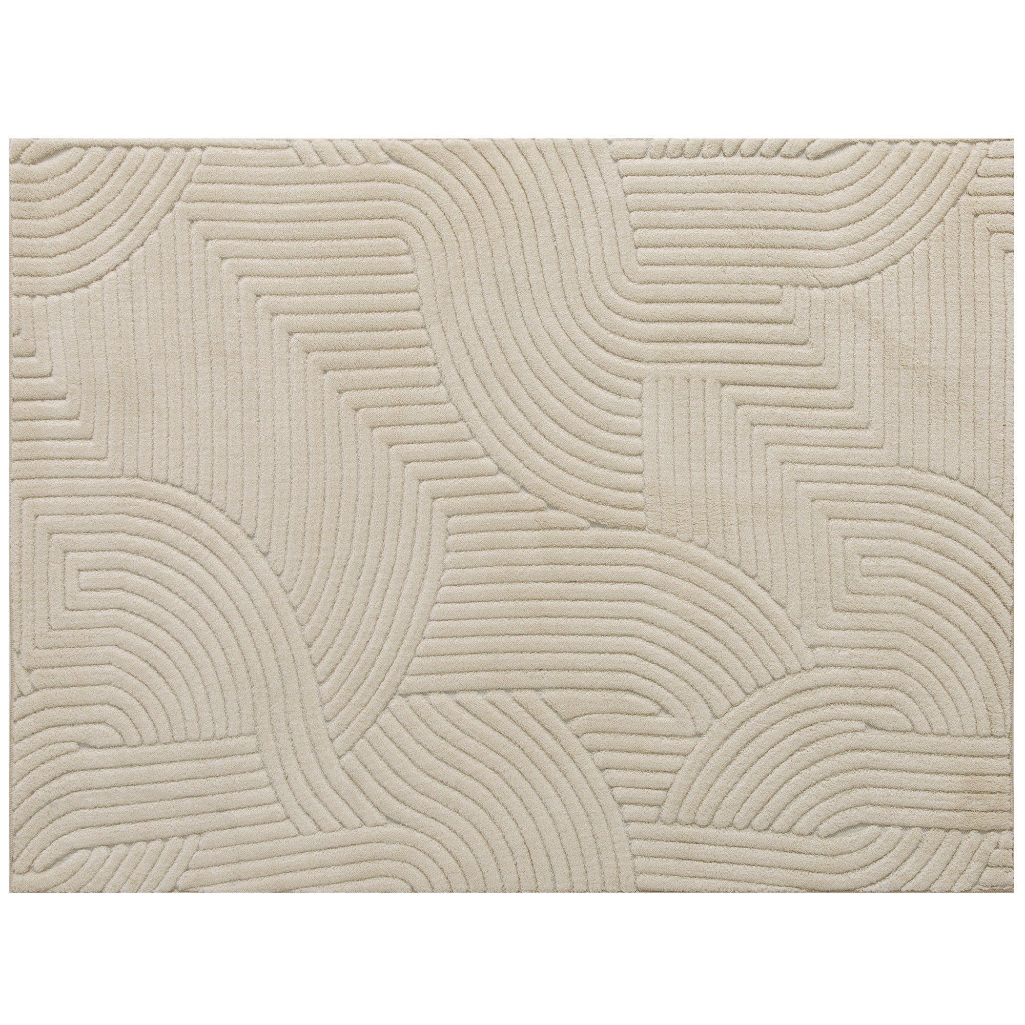 HOMCOM Modern Geometric Rug, Thick & Plush, Non-Slip, 200 x 140 cm - Cream, Living Room/Bedroom/Office