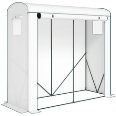 Outsunny Mini Greenhouse, Garden Tomato Growhouse with Roll-Up Door and 2 Mesh Windows, PE Cover, 200 x 75 x 188 cm, White