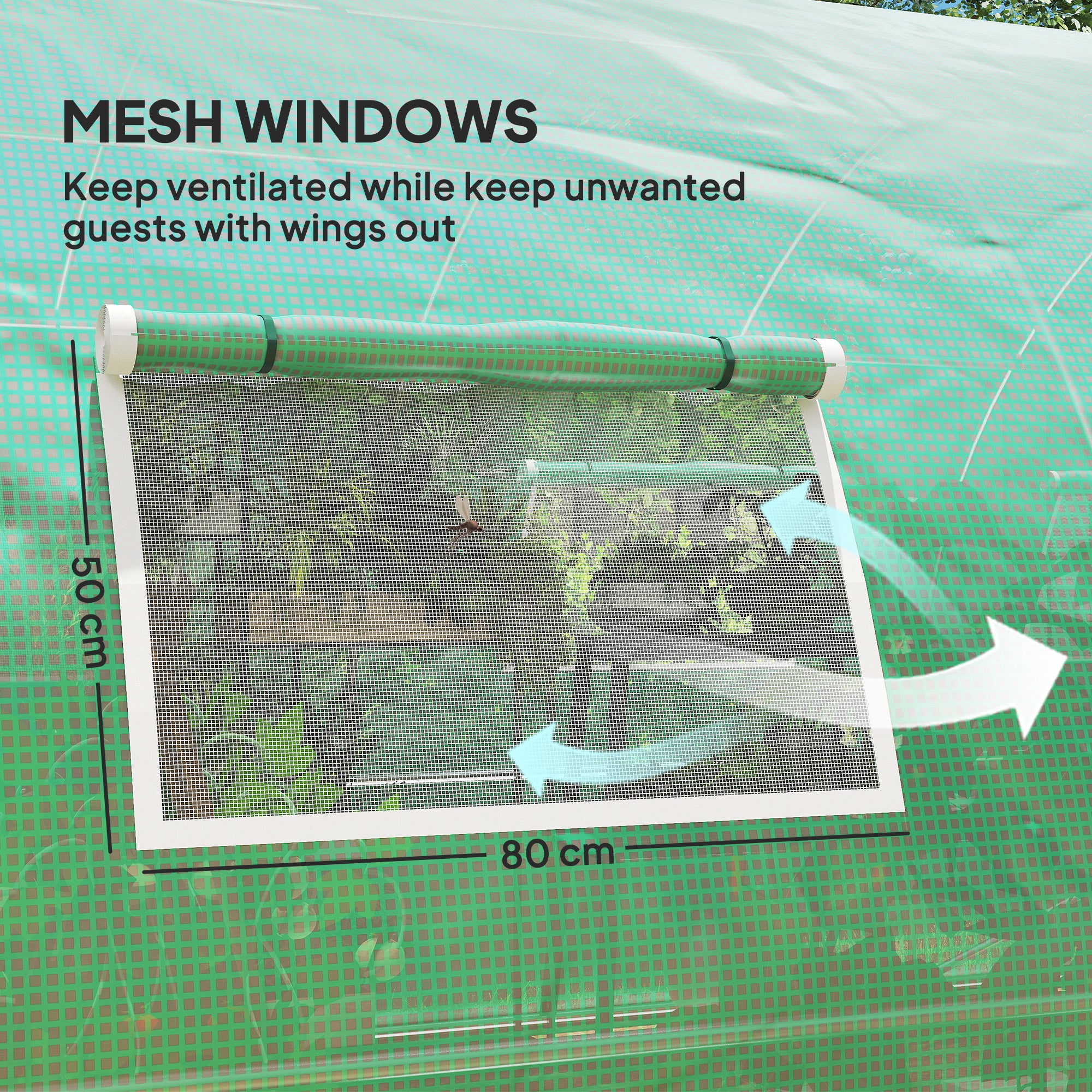 Outsunny Polyethylene Upgraded Structure Walk-in Polytunnel Greenhouse, 6 x 3(m), Green