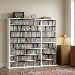 HOMCOM 1032 CD/594 DVD Storage Unit, Blu-ray Media Storage Shelf with 24 Compartments and 18 Adjustable Shelves, White