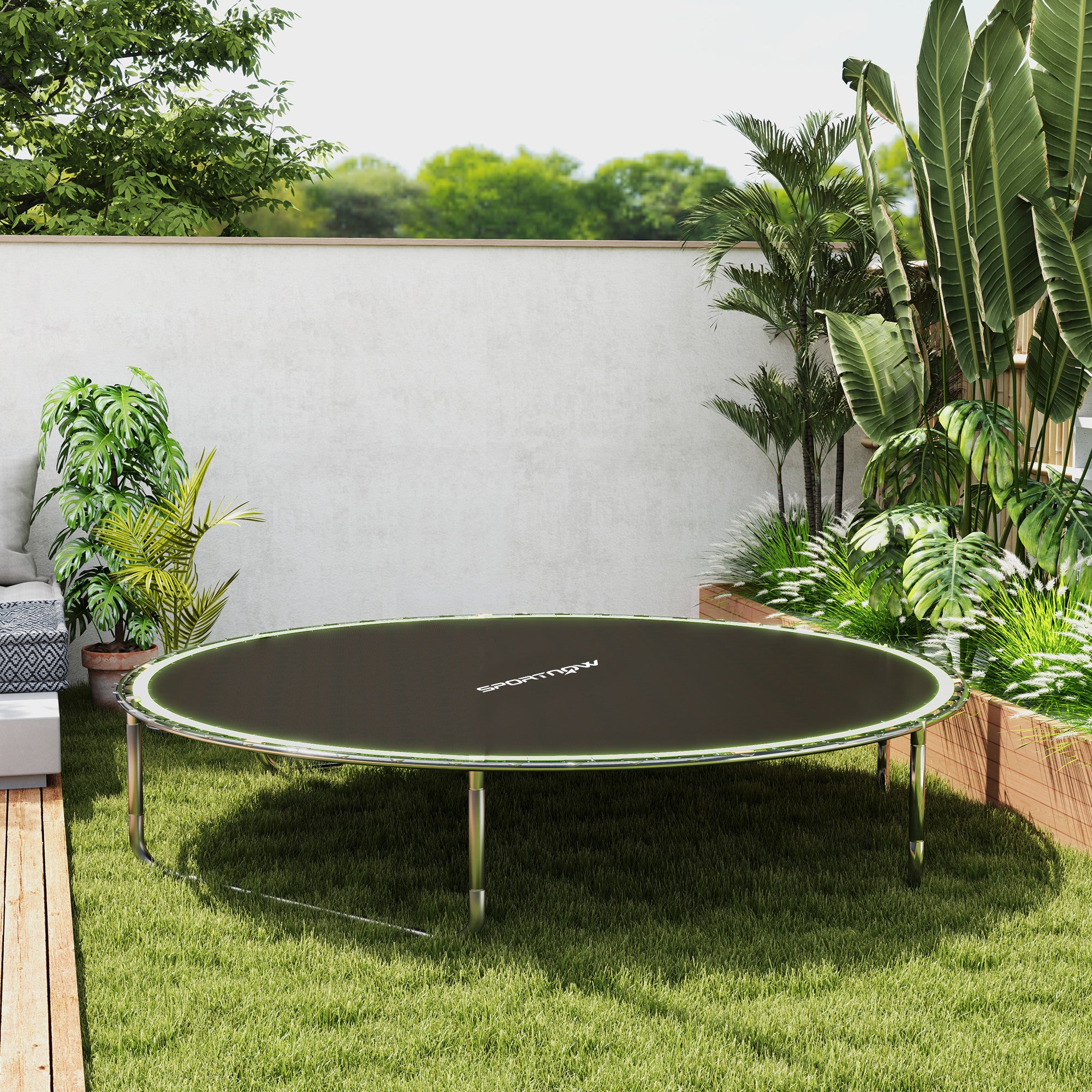 SPORTNOW Trampoline Replacement Mat with Spring Pull Tool, 54 V-Hooks, for 10ft Trampoline using 14cm Springs, Green