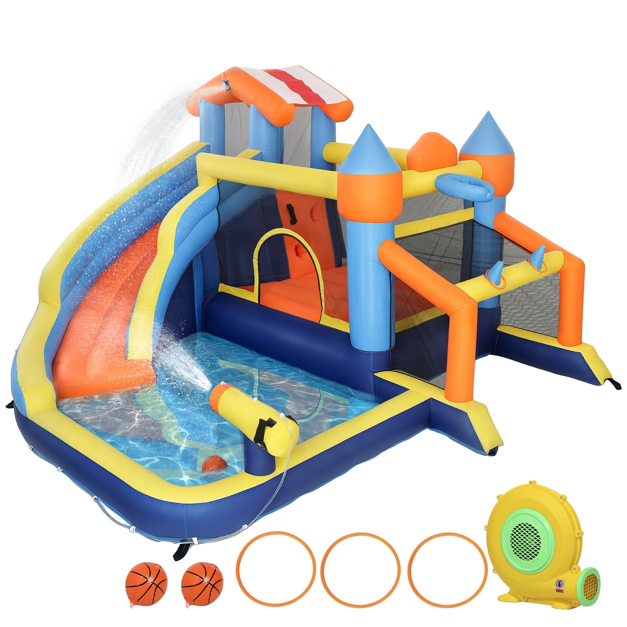 AIYAPLAY Bouncy Castle for Kids, Inflatable Bounce House with Slide, Pool (Ball Pit), Climbing Wall and Blower for Outdoor