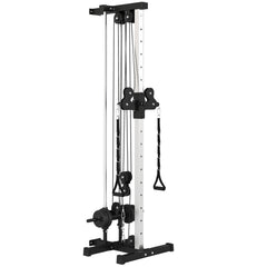 SPORTNOW Wall Mount Cable Machine, 15 Positions Adjustable Cable Crossover Machine Dual Pulley System for Home Gym