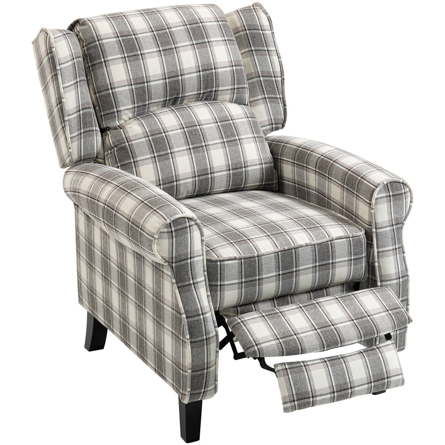 HOMCOM 160 degrees Reclining Armchair, with Footrest - Grey and White