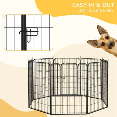 PawHut 8 Panels Heavy Duty Puppy Playpen, for Large, Medium Dogs, Indoor and Outdoor Use - Black