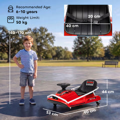 AIYAPLAY 24V Electric Go Kart for Kids with Drift Mode, 300W Brushless Motor, Soft Start and Dual Speed for Ages 6-10, Red