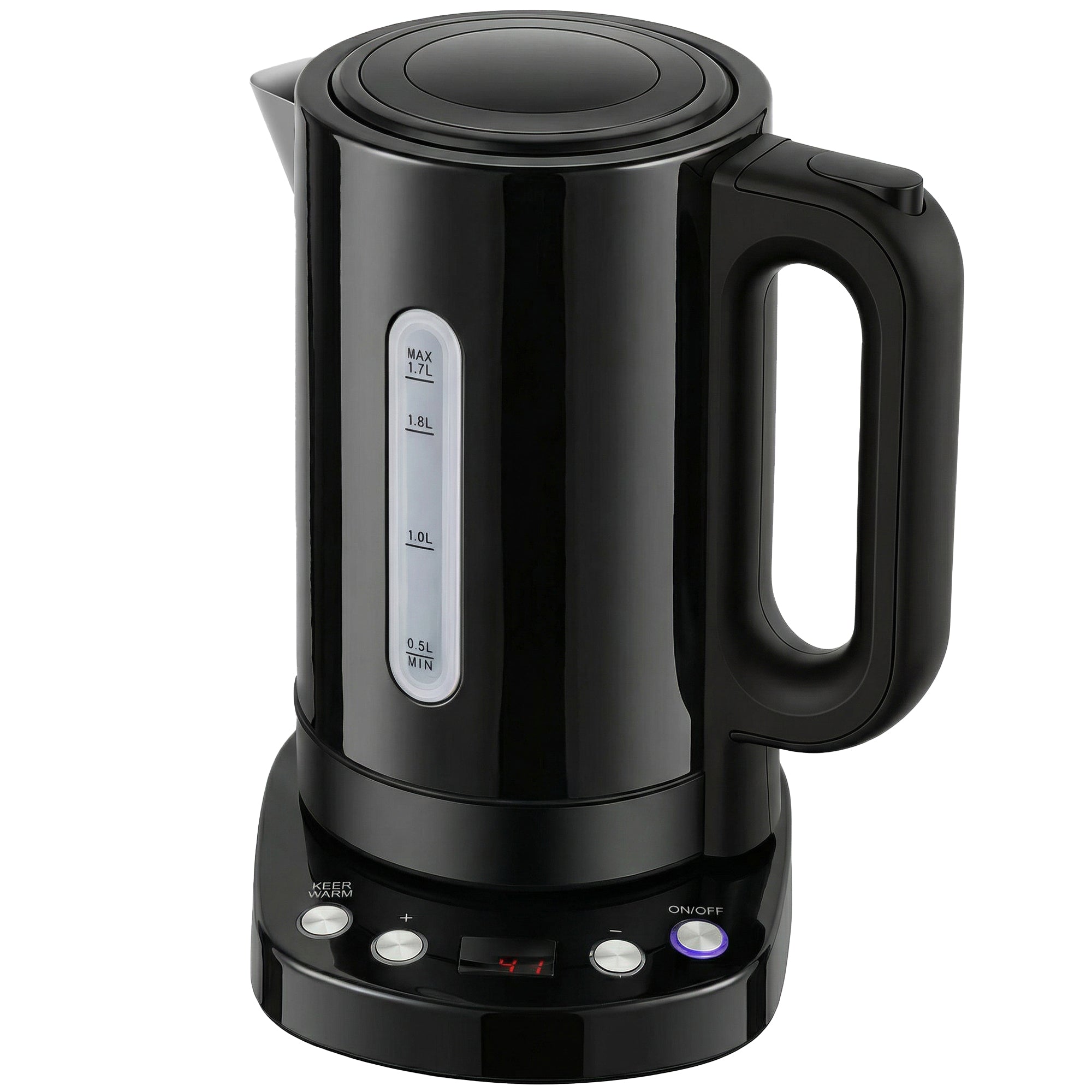 HOMCOM Electric Kettle, 1.7L, Fast Boil, 3kW Water Kettle with UK Strix Thermostat, Keep Warm Function, LCD Base, Black