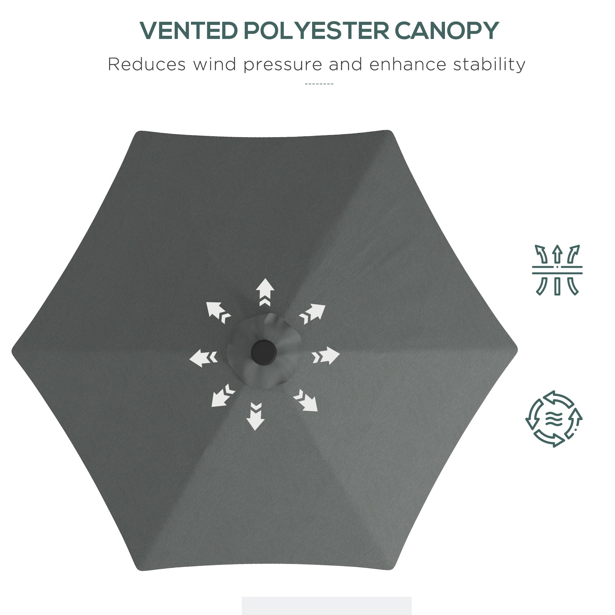 Outsunny 3(m) Solar LED Cantilever Parasol - Dark Grey