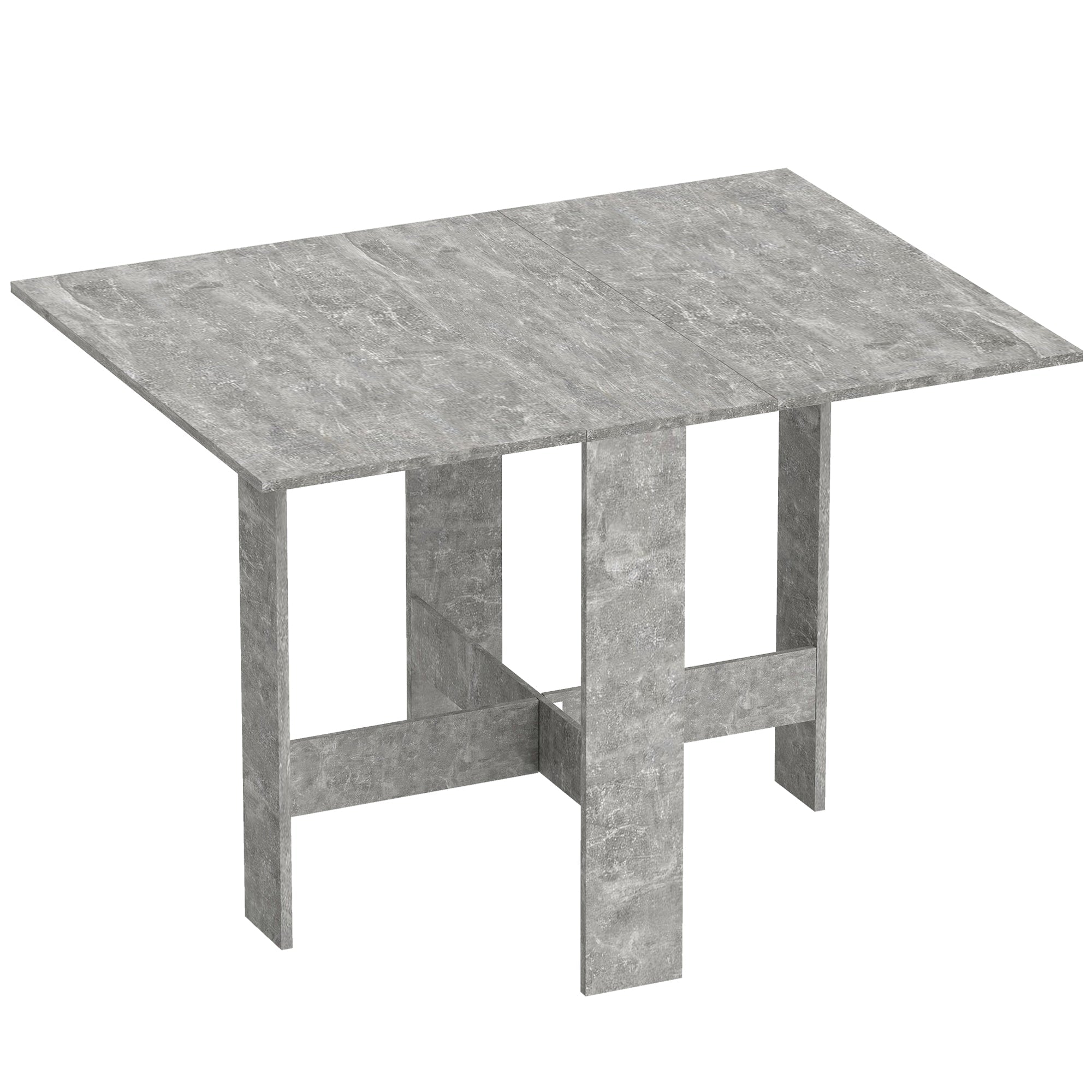 HOMCOM Folding Dining Table, Space-Saving Drop Leaf Kitchen Table for 4-6 People Grey
