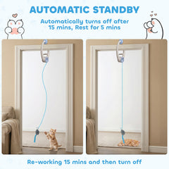 PawHut Interactive Cat Toys for Indoor Kittens & Adult USB Rechargeable Door Hanging Bouncing Mouse Teaser