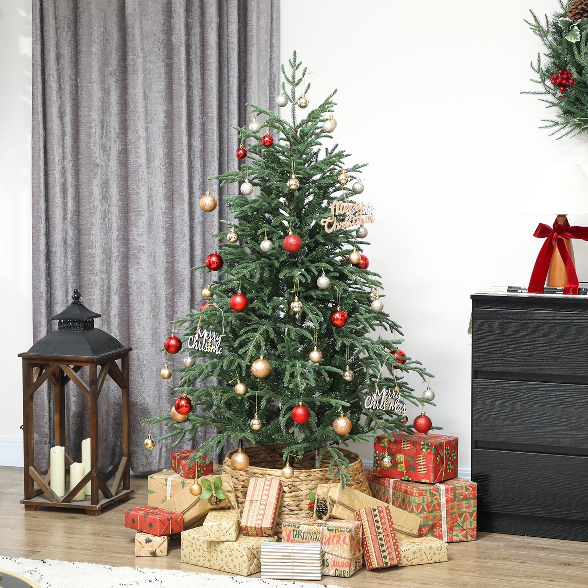 HOMCOM 5 ft Full Spruce Christmas Tree with Realistic Dense Tips, Easy Assembly - Green