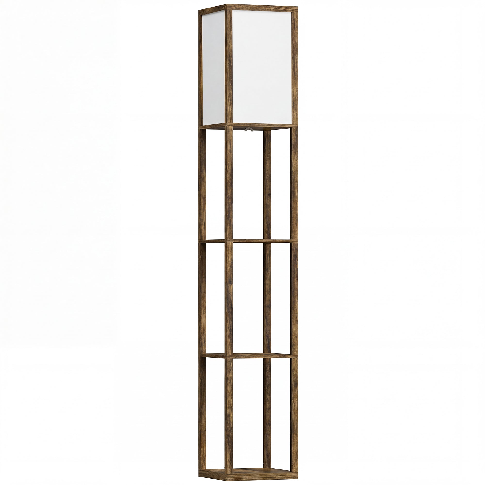 HOMCOM 3-Tier Floor Lamp, Floor Light with Storage Shelf, Reading Standing Lamp with Acrylic Shade for Living Room, Bedroom, Kitchen, Dining Room, Office, Dorm, 160cm, Brown