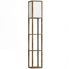 HOMCOM 3-Tier Floor Lamp, Floor Light with Storage Shelf, Reading Standing Lamp with Acrylic Shade for Living Room, Bedroom, Kitchen, Dining Room, Office, Dorm, 160cm, Brown