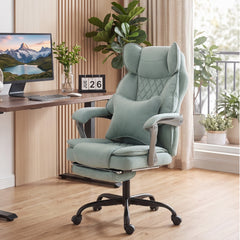 HOMCOM Executive Office Chair, Leathaire Big and Tall Office Chair 180 kg with Wide Seat, Reclining, Lumbar Support, Blue