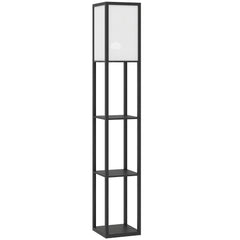 HOMCOM Floor Lamp with Shelves, 3 Layer Column Modern Standing Lamp for Living Room, Bedroom, Office, Bulb not Included, Black