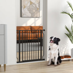 PawHut Extra Wide Dog Gate, with Door Pressure, for Doorways, Hallways, Staircases - Black