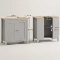 kleankin Under Sink Cabinet, Bathroom Sink Cabinet with 2 Doors, Pedestal Under Sink Design, Freestanding Bathroom Cupboard