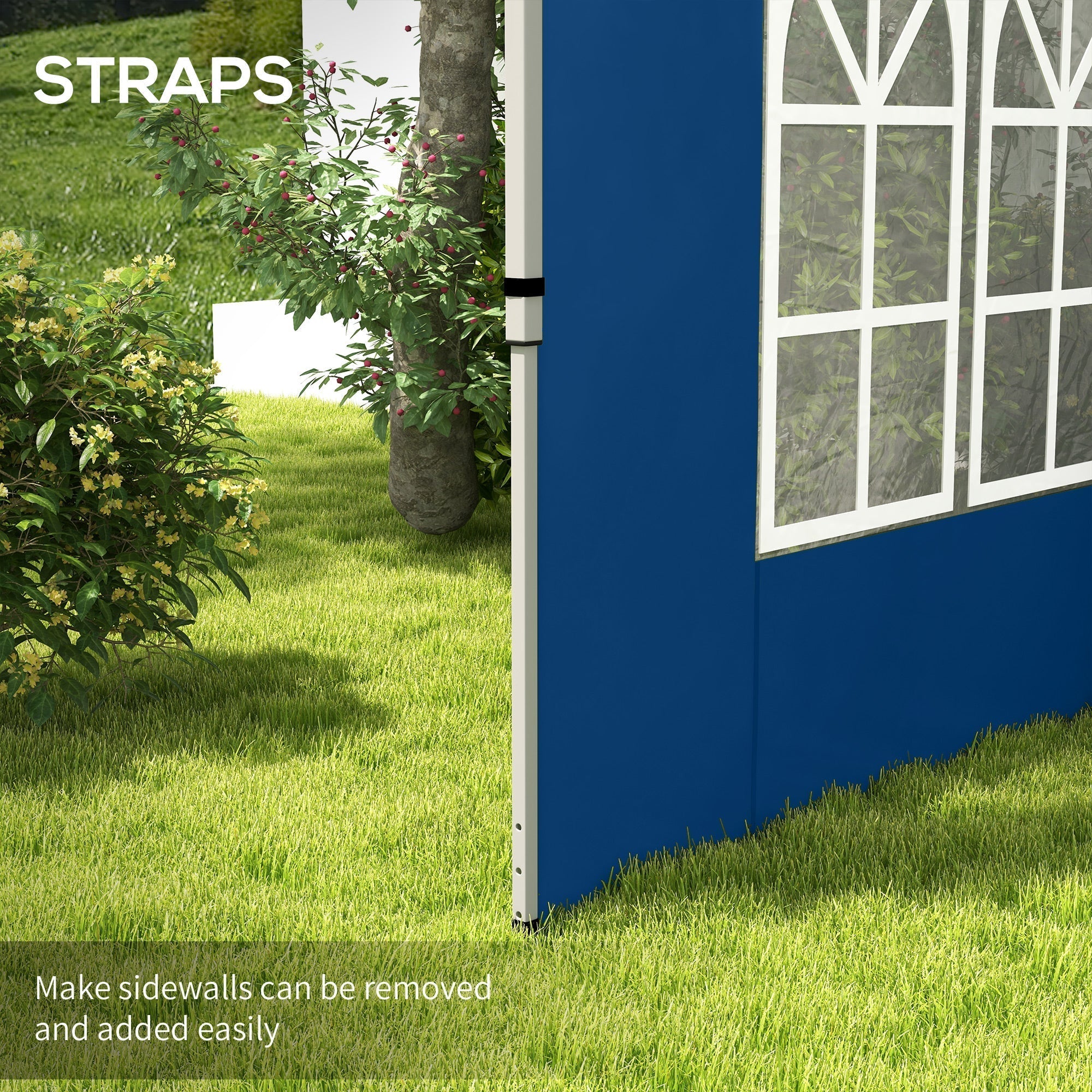 Outsunny Set of 2 Gazebo Side Panels - Blue
