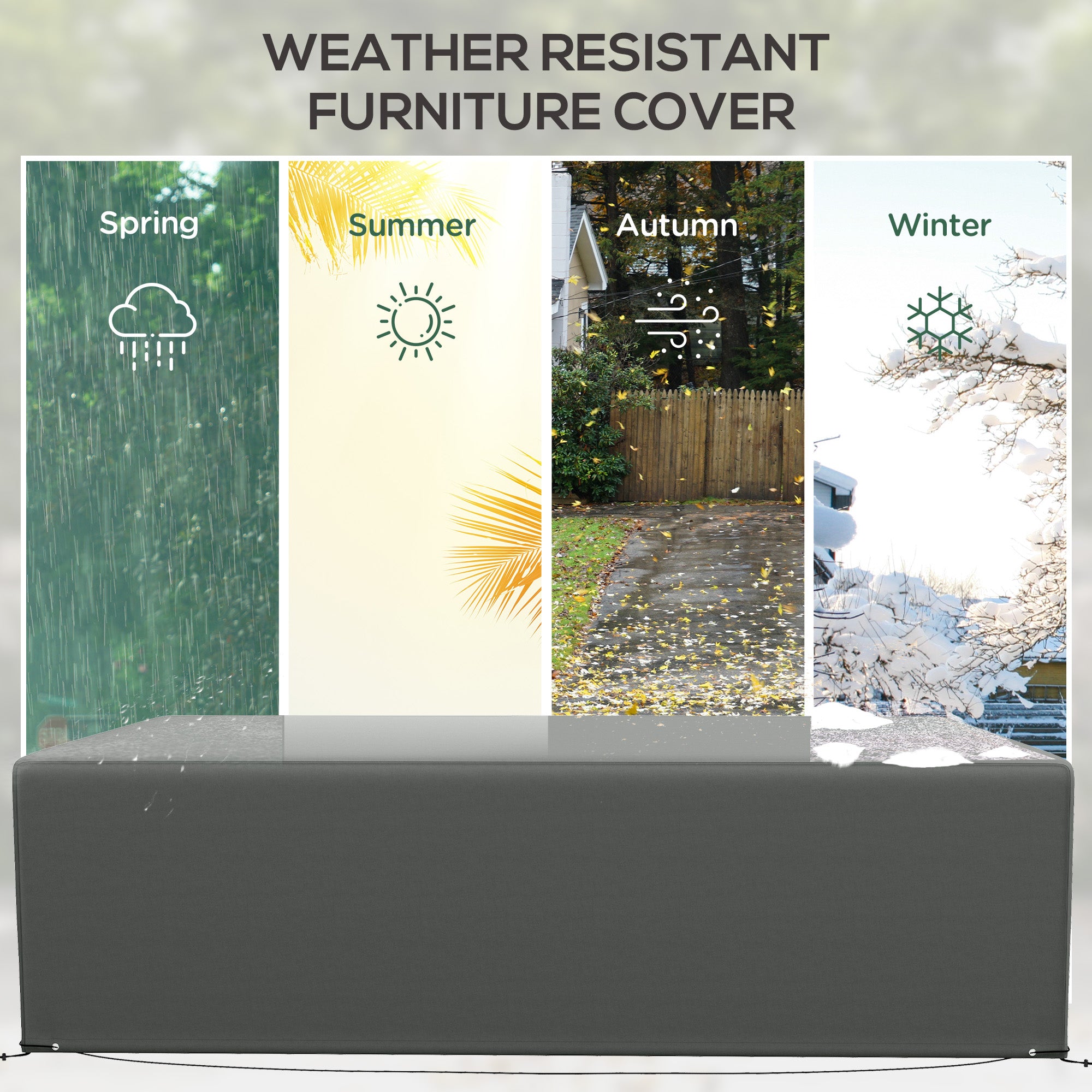 Outsunny Outdoor Garden Furniture Cover Waterproof, Anti-UV 600D Heavy Duty Oxford Fabric Patio Furniture Cover for Rectangular Sofa Table Set, Dark Grey, 245 x 165 x 66 cm