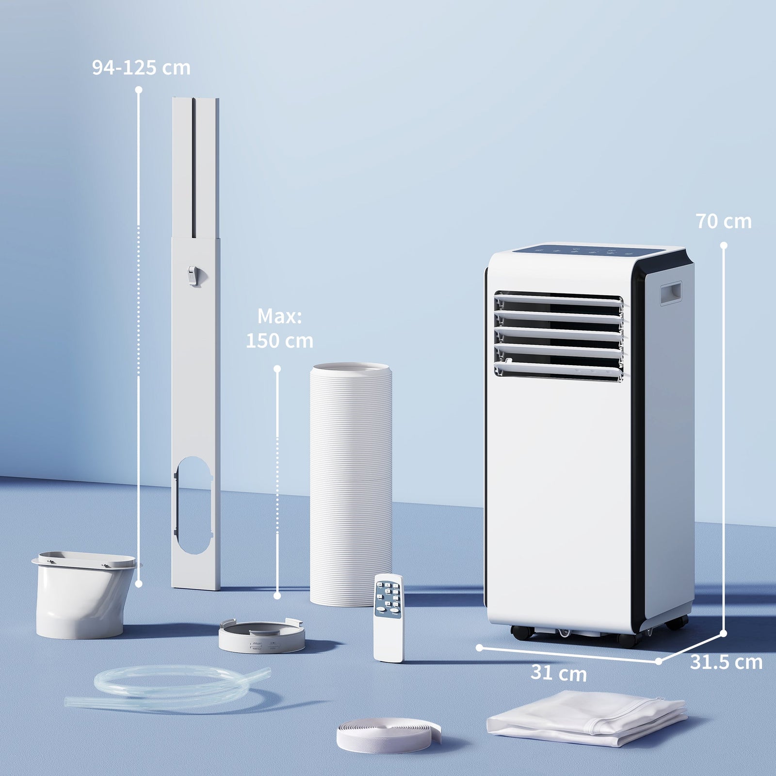 HOMCOM Portable Air Conditioner 9000 BTU, 4-in-1 Air Conditioning Unit with Cooling, Dehumidifier, Fan, Sleep Mode, White