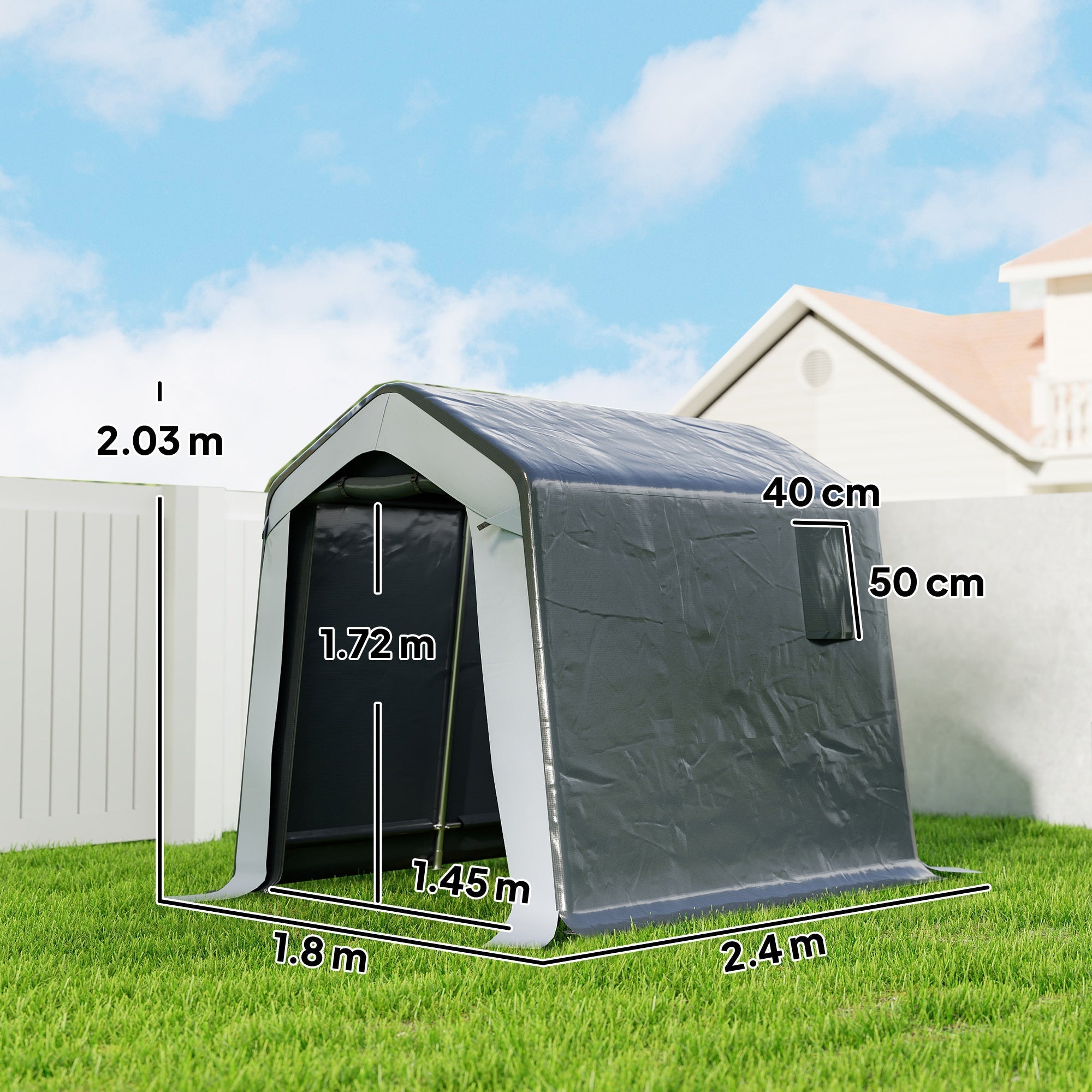 Outsunny 1.8 x 2.4m Garden Storage Shed Tent, Waterproof Portable Shed Shelter for Motorbike, Garden Tools, Bike Storage