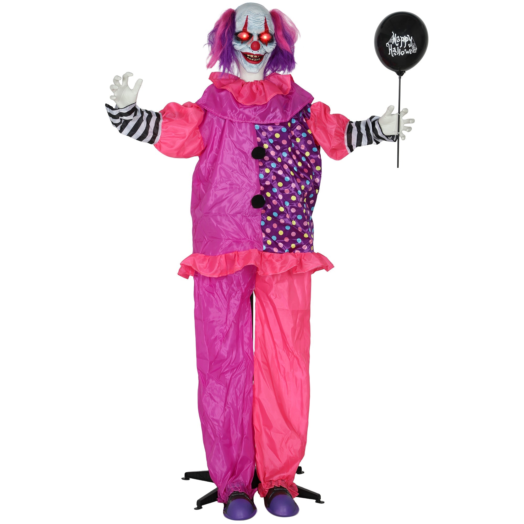 Outsunny 5√¢‚Ç¨¬≤7√¢‚Ç¨¬≥ Scary Animated Clown Decoration - Pink/Purple
