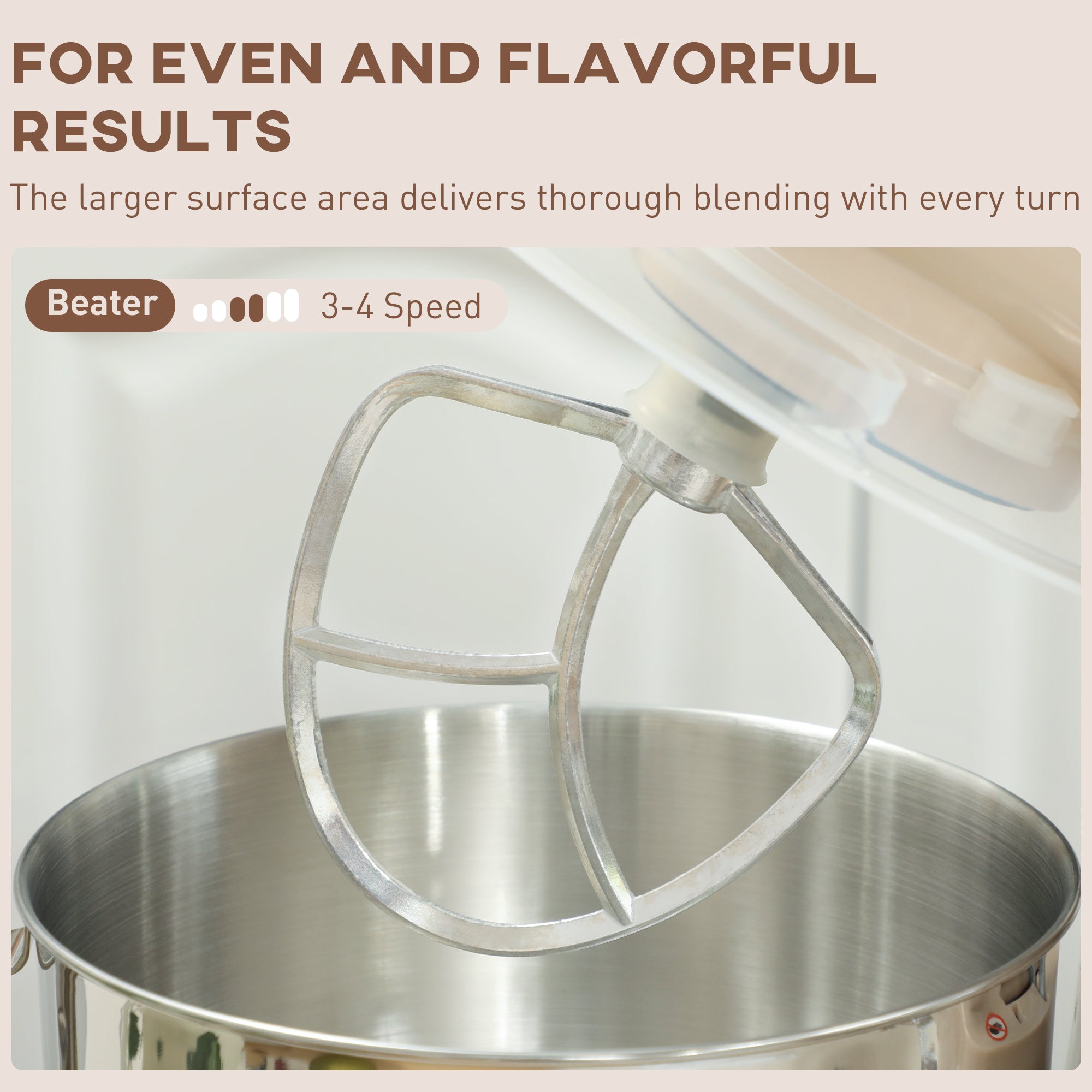 HOMCOM 1300W Kitchen Stand Mixer, with Accessories - Beige