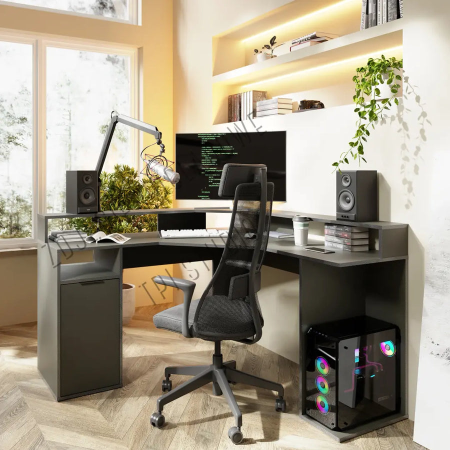 Carbon Corner Gaming Desk 139cm in Graphite