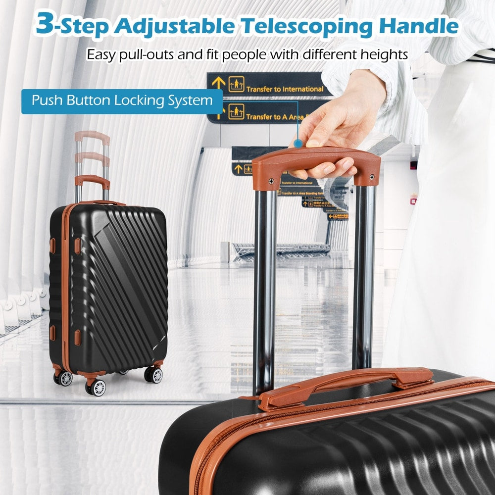 The camping luggage demonstrating the adjustable handle and push button lock