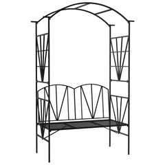 Outsunny Garden Bench, 2 Seater Outdoor Patio Bench, Metal Garden Loveseat with Arch for Vines and Climbing Plants, Black