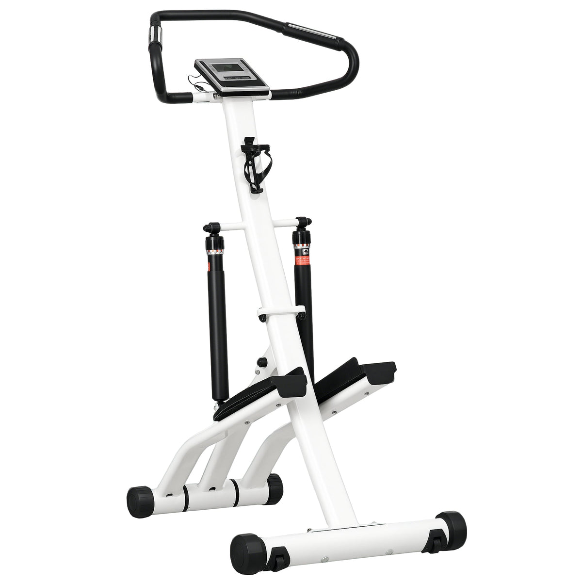 SPORTNOW Stepper Machine for Home, Foldable Stair Stepper with 12-Level Hydraulic Resistance, Stair Climber with LCD Monitor, Heart Rate Sensor and Drink Holder, White and Black