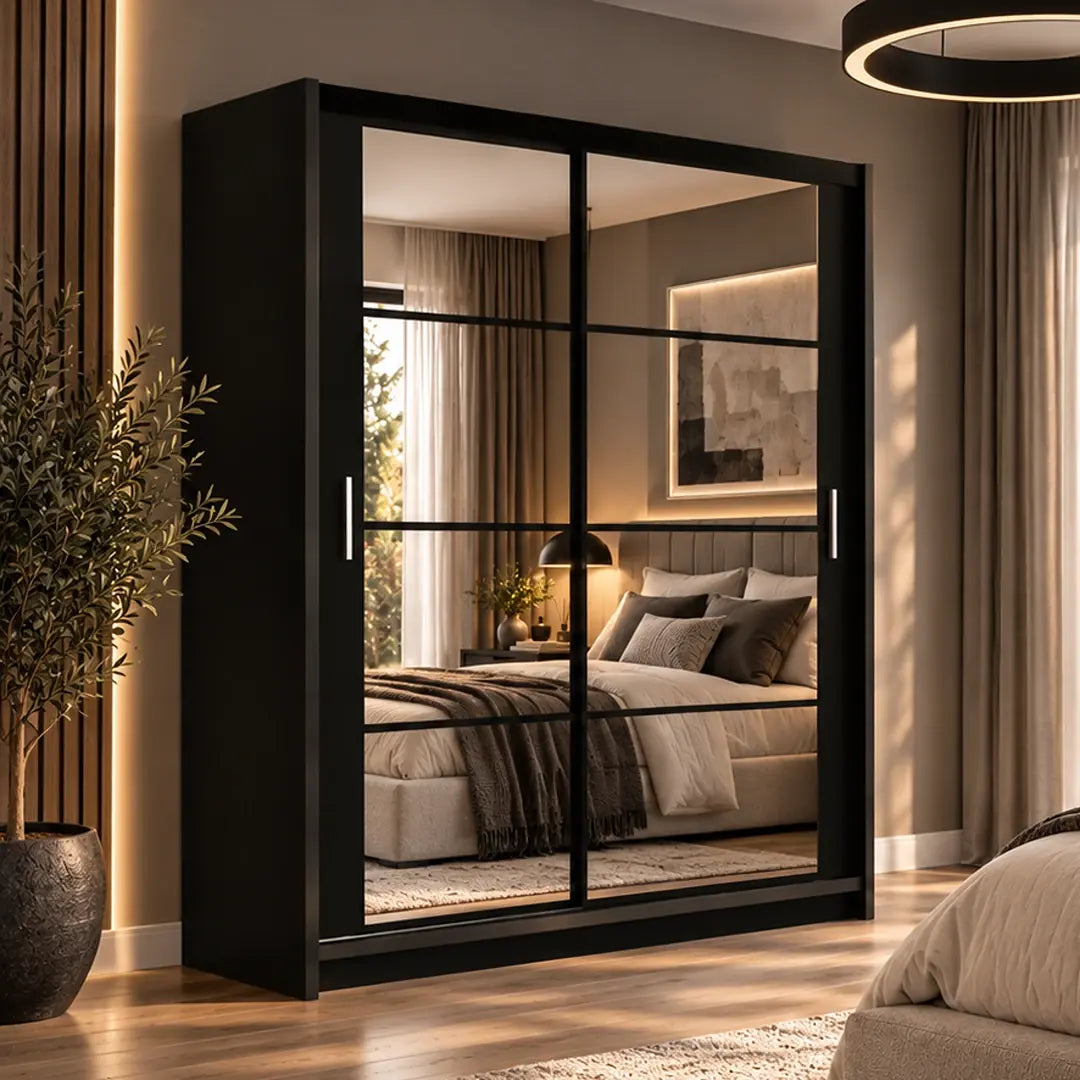Dakota Sliding Door Wardrobe 203cm in Black, image 4