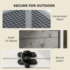 PawHut Wooden Tortoise House, Tortoise Enclosure with Clear Observation Window, Top Opening, Multiple Doors, Galvanised Mesh