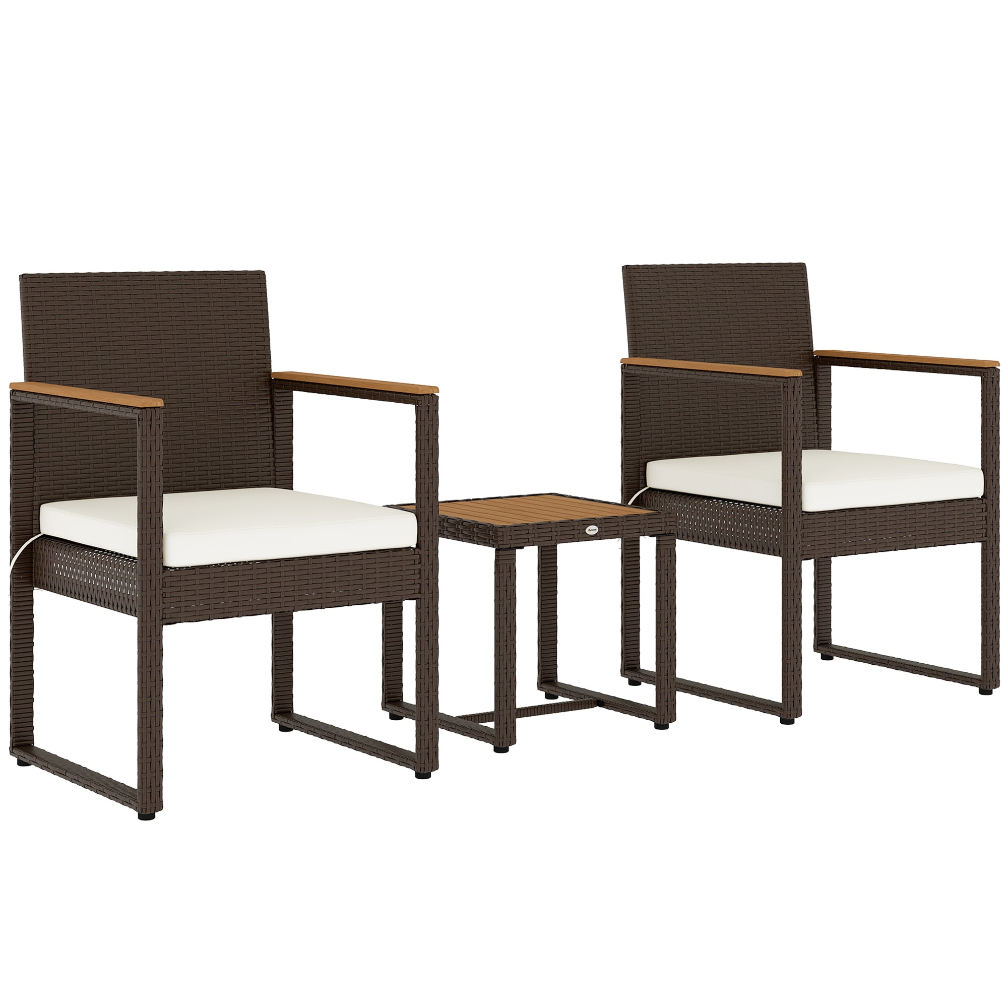 Outsunny Three-Piece Rattan Chair Set - White