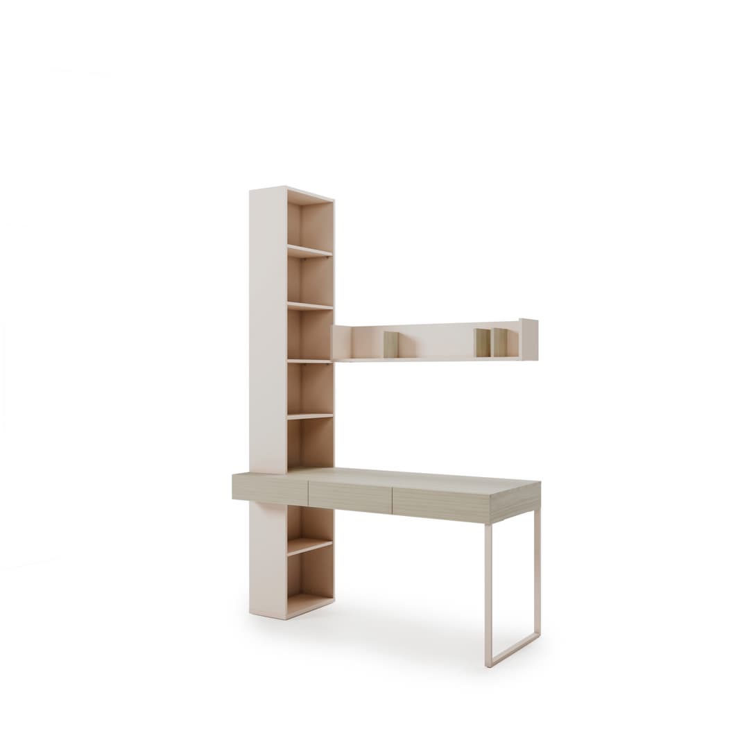 Charlie CH-28 Desk With Bookcase & Shelf 150cm in Cashmere