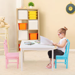 Children Wooden Table and 4 Chairs for Preschool Girls and Boys-Pastel