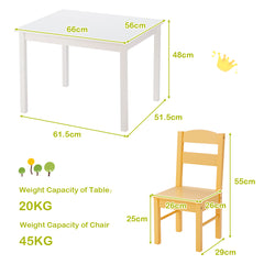 Children Wooden Table and 4 Chairs for Preschool Girls and Boys-Pastel