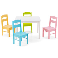 Children Wooden Table and 4 Chairs for Preschool Girls and Boys-Pastel