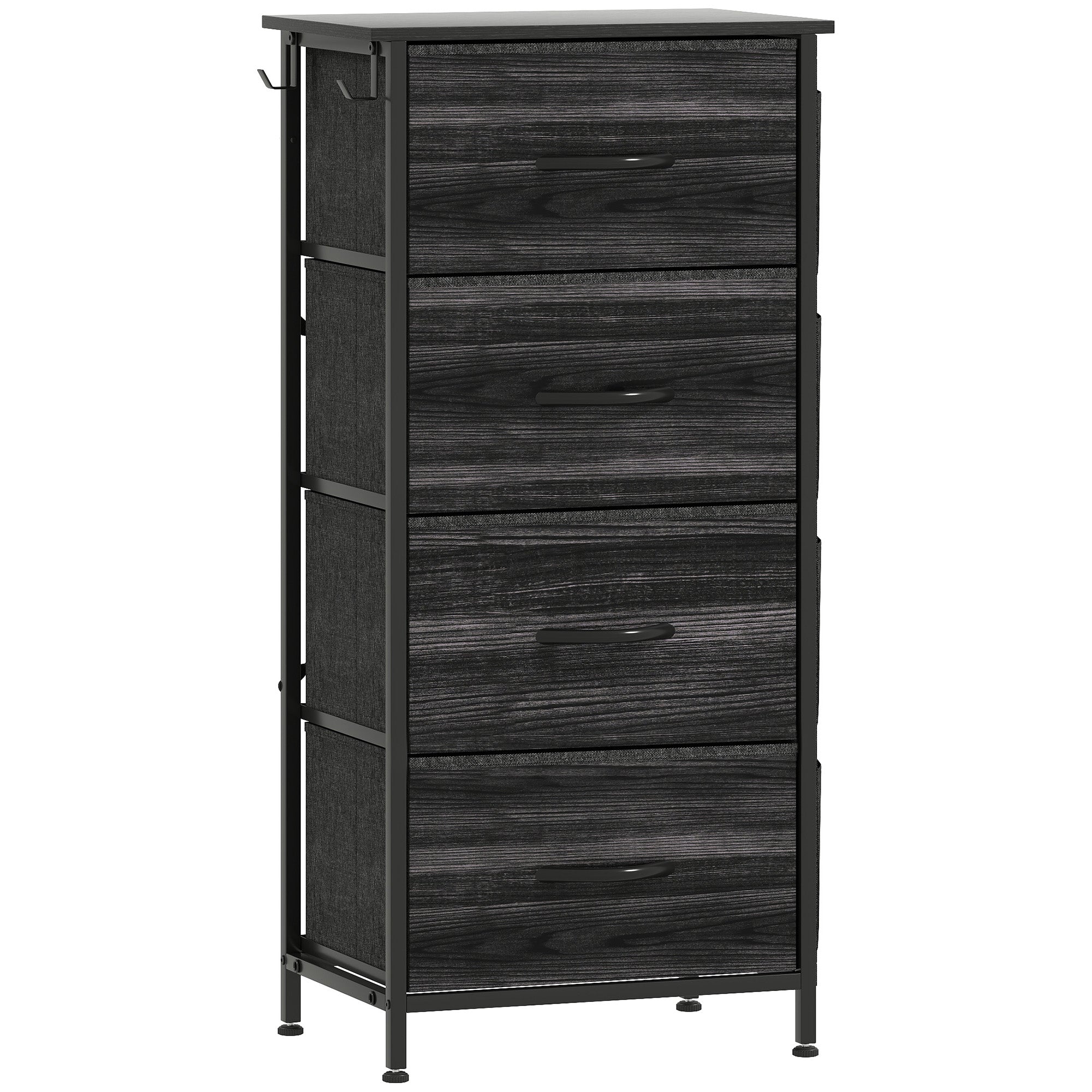 HOMCOM Chest of Four Fabric Drawers - Black