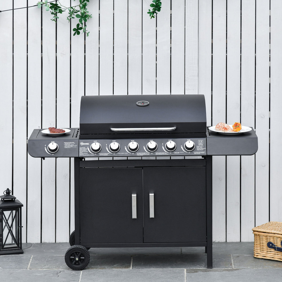 Outsunny Seven Burner Gas Grill, with Integrated Thermometer and Storage - product image 2